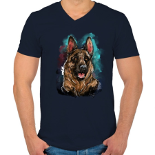 PRINTFASHION "Németjuci" watercolor - Férfi V-nyakú póló - Sötétkék férfi póló