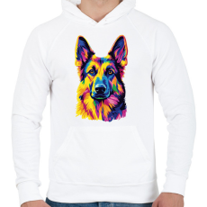 PRINTFASHION Németjuhász arc - Férfi kapucnis pulóver - Fehér