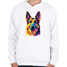 PRINTFASHION Németjuhász arc - Gyerek kapucnis pulóver - Fehér