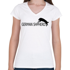 PRINTFASHION Németjuhász doggoo - Női V-nyakú póló - Fehér női póló