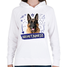 PRINTFASHION Németjuhász firka - Női kapucnis pulóver - Fehér női pulóver, kardigán