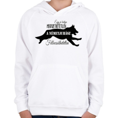 PRINTFASHION németjuhász - Gyerek kapucnis pulóver - Fehér