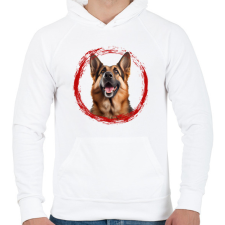 PRINTFASHION németjuhász kutyus - Férfi kapucnis pulóver - Fehér férfi pulóver, kardigán