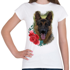 PRINTFASHION Németjuhász virággal - Női póló - Fehér női póló