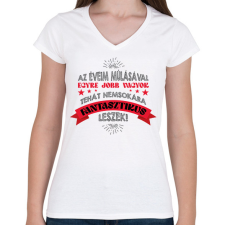 PRINTFASHION Nemsokára fantasztikus leszek - Női V-nyakú póló - Fehér női póló