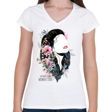 PRINTFASHION Nemzetközi nőnap - Női V-nyakú póló - Fehér női póló