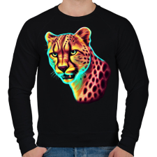 PRINTFASHION Neon gepárd  - Férfi pulóver - Fekete férfi pulóver, kardigán