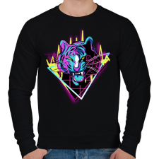 PRINTFASHION Neon tigris - Férfi pulóver - Fekete férfi pulóver, kardigán
