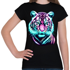 PRINTFASHION Neon tigris - Női póló - Fekete női póló