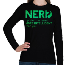 PRINTFASHION Nerd - Női hosszú ujjú póló - Fekete női póló