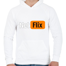 PRINTFASHION netflix - Férfi kapucnis pulóver - Fehér férfi pulóver, kardigán