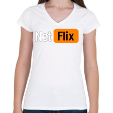 PRINTFASHION netflix - Női V-nyakú póló - Fehér női póló