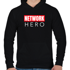 PRINTFASHION NETWORK HERO - Férfi kapucnis pulóver - Fekete