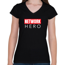 PRINTFASHION NETWORK HERO - Női V-nyakú póló - Fekete