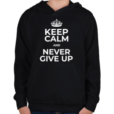 PRINTFASHION NEVER GIVE UP 2 - Gyerek kapucnis pulóver - Fekete