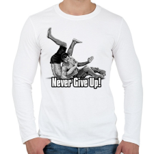 PRINTFASHION Never give up - Férfi hosszú ujjú póló - Fehér férfi póló