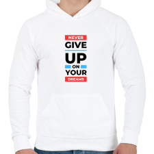 PRINTFASHION Never give up - Férfi kapucnis pulóver - Fehér férfi pulóver, kardigán
