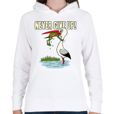 PRINTFASHION Never Give Up! - Női kapucnis pulóver - Fehér