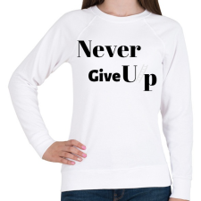 PRINTFASHION Never Give Up - Női pulóver - Fehér női pulóver, kardigán