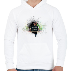 PRINTFASHION NEVER GIVEUP - Férfi kapucnis pulóver - Fehér
