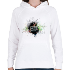 PRINTFASHION NEVER GIVEUP - Női kapucnis pulóver - Fehér női pulóver, kardigán