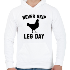 PRINTFASHION Never Skip Leg Day - Férfi kapucnis pulóver - Fehér férfi pulóver, kardigán