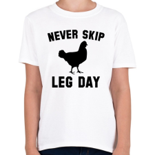 PRINTFASHION Never Skip Leg Day - Gyerek póló - Fehér gyerek póló