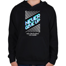 PRINTFASHION nevergiveup - Gyerek kapucnis pulóver - Fekete gyerek pulóver, kardigán
