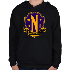 PRINTFASHION Nevermore Academy - Gyerek kapucnis pulóver - Fekete