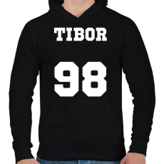 PRINTFASHION Neves mez - Egyedi névvel és számmal - Férfi kapucnis pulóver - Fekete
