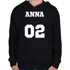 PRINTFASHION Neves mez - Egyedi névvel és számmal - Gyerek kapucnis pulóver - Fekete