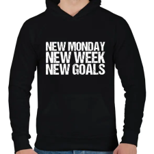 PRINTFASHION New Goals - Férfi kapucnis pulóver - Fekete férfi pulóver, kardigán