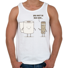 PRINTFASHION New here... - Férfi atléta - Fehér atléta, trikó