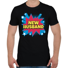 PRINTFASHION NEW HUSBAND - Férfi póló - Fekete férfi póló