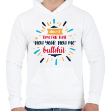 PRINTFASHION New year, new me - Férfi kapucnis pulóver - Fehér férfi pulóver, kardigán