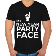 PRINTFASHION NEW YEAR PARTY FACE - Férfi V-nyakú póló - Fekete férfi póló