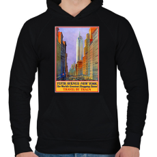 PRINTFASHION New York 5th Avenue Vintage - Férfi kapucnis pulóver - Fekete