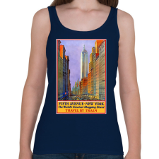 PRINTFASHION New York 5th Avenue Vintage - Női atléta - Sötétkék női trikó