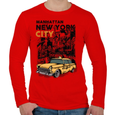 PRINTFASHION New York City - Férfi hosszú ujjú póló - Piros férfi póló