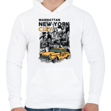 PRINTFASHION New York City - Férfi kapucnis pulóver - Fehér férfi pulóver, kardigán