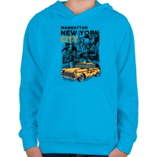 PRINTFASHION New York City - Gyerek kapucnis pulóver - Azúrkék gyerek pulóver, kardigán