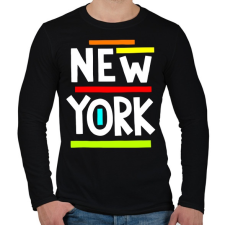 PRINTFASHION NEW YORK - Férfi hosszú ujjú póló - Fekete férfi póló