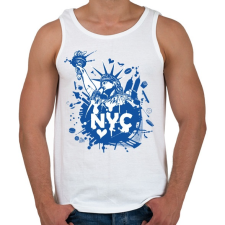 PRINTFASHION New York-i rajz - Férfi atléta - Fehér atléta, trikó
