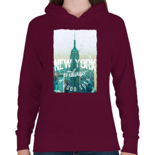 PRINTFASHION New York mindig jó ötlet - Női kapucnis pulóver - Bordó női pulóver, kardigán