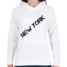 PRINTFASHION New York - Női kapucnis pulóver - Fehér női pulóver, kardigán