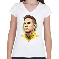 PRINTFASHION Neymar da Silva Santos Júnior - Női V-nyakú póló - Fehér női póló