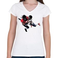 PRINTFASHION NFL Touchdown - Női V-nyakú póló - Fehér női póló