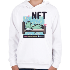 PRINTFASHION NFT - Nonfunctional T-rex - Gyerek kapucnis pulóver - Fehér