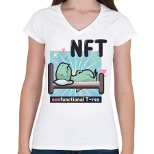 PRINTFASHION NFT - Nonfunctional T-rex - Női V-nyakú póló - Fehér női póló