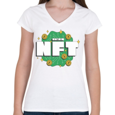 PRINTFASHION NFT vagyok - non fungibe token - Női V-nyakú póló - Fehér